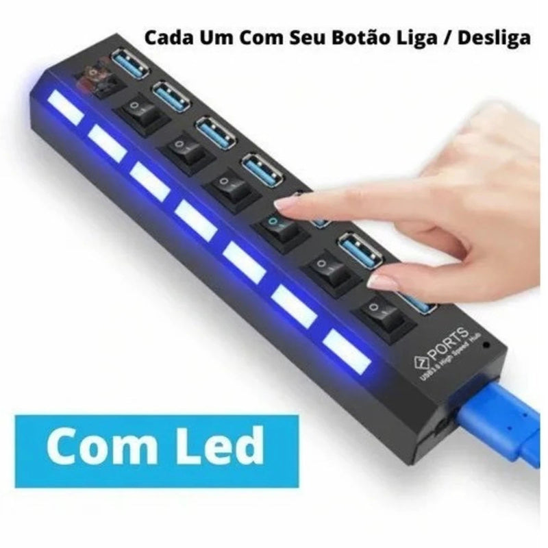 Filtro de linha 7 portas USB com chave seletora